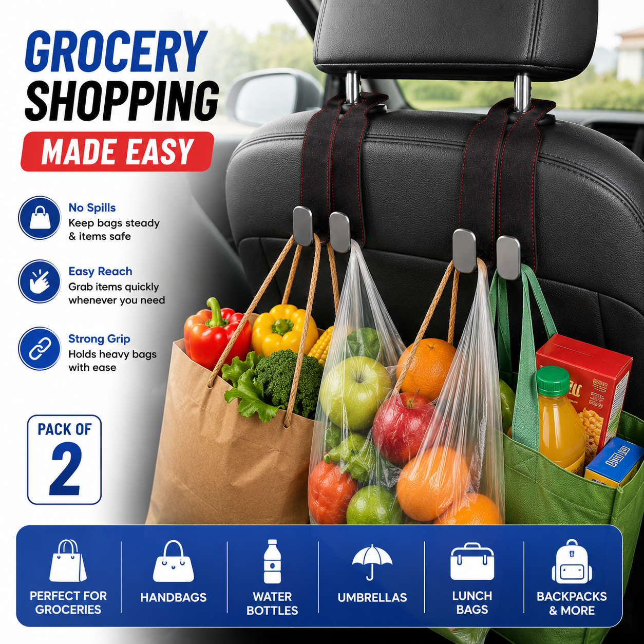 Car Seat Hooks (Pack of 2)