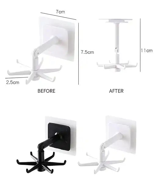 Hooks-Adjustable Rotating Folding Wall Mounted Utensils Hook Hangers(Pack Of 2)