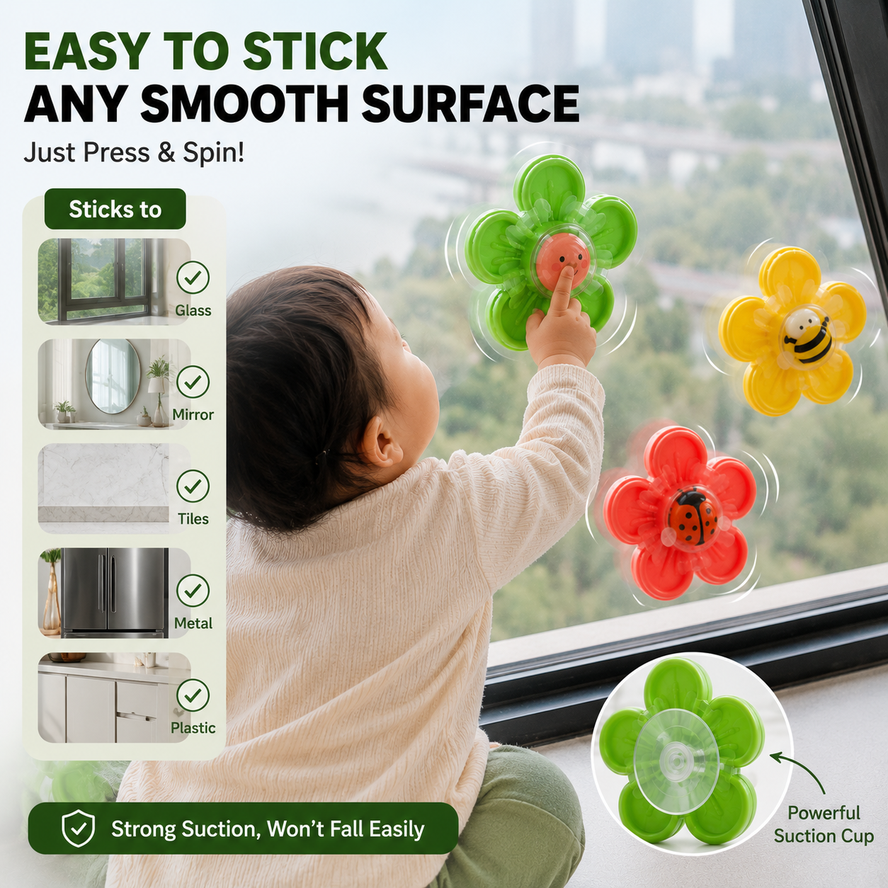 Baby Suction Spinner Toy Set – Sensory Fidget Toys for Toddlers