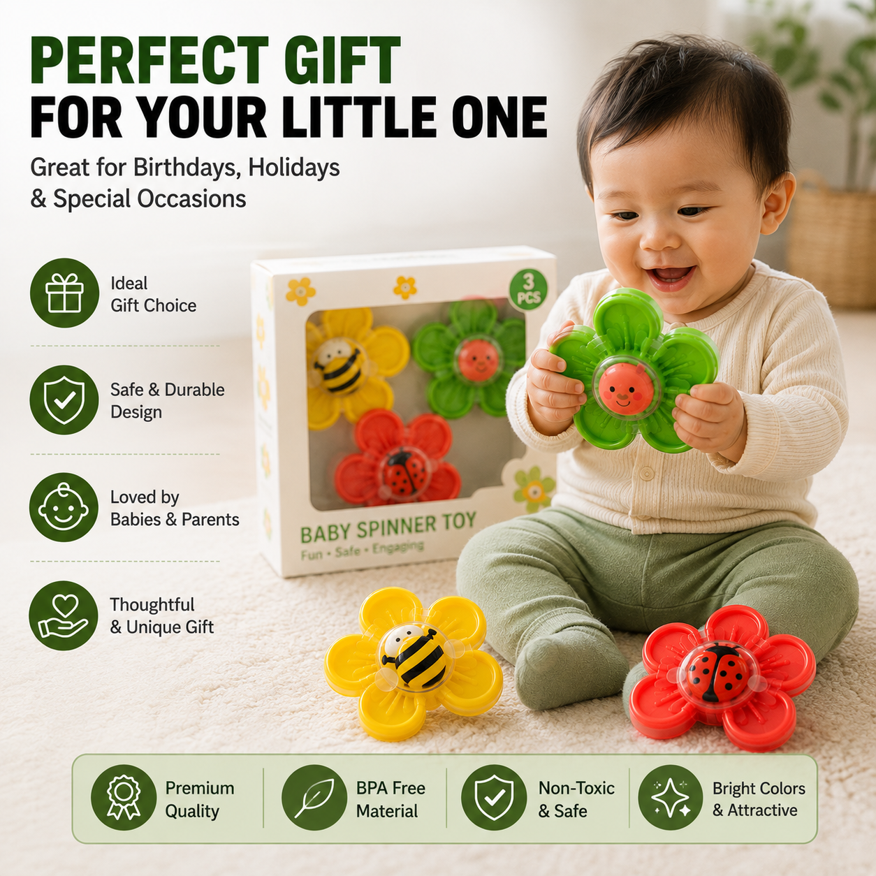 Baby Suction Spinner Toy Set – Sensory Fidget Toys for Toddlers