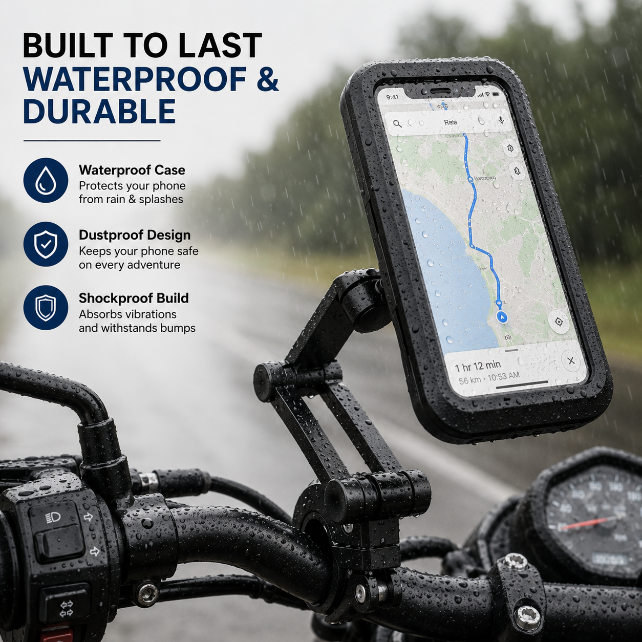 📱 360° Adjustable Waterproof Bike & Motorcycle Phone Holder