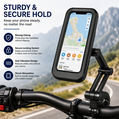 📱 360° Adjustable Waterproof Bike & Motorcycle Phone Holder