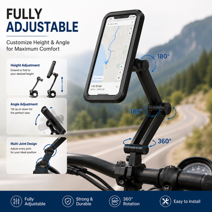 📱 360° Adjustable Waterproof Bike & Motorcycle Phone Holder