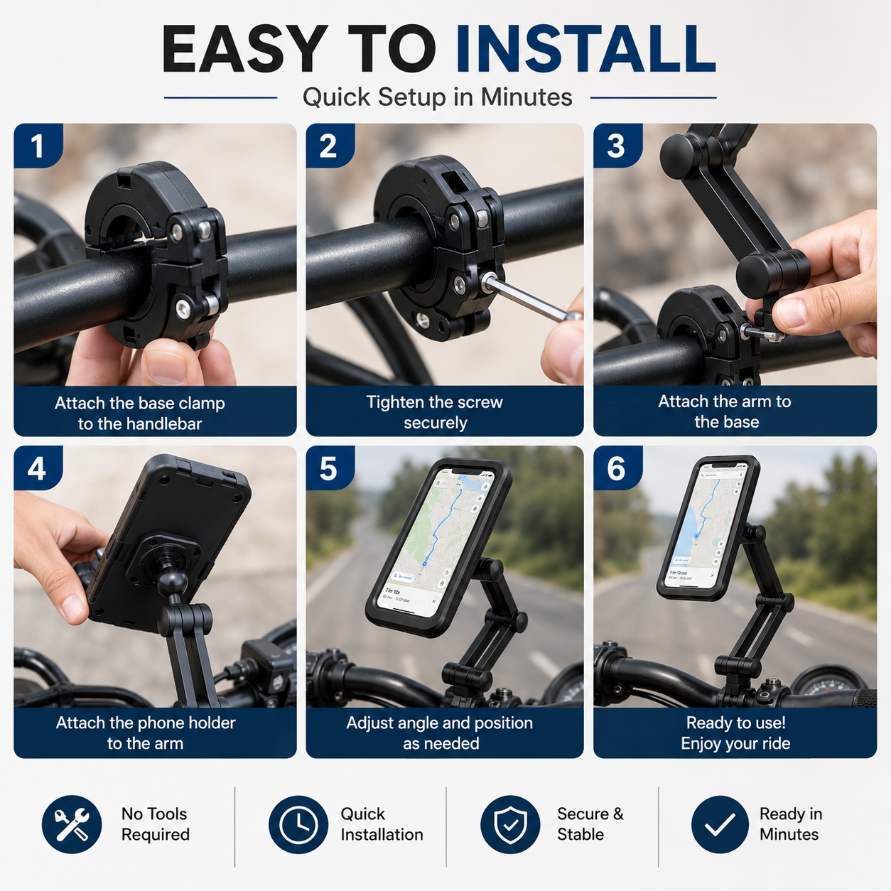 📱 360° Adjustable Waterproof Bike & Motorcycle Phone Holder