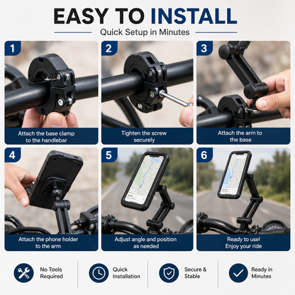 📱 360° Adjustable Waterproof Bike & Motorcycle Phone Holder