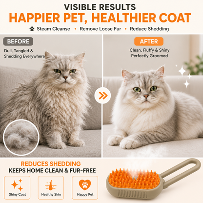 3-in-1 Steam Pet Grooming Brush for Dogs & Cats