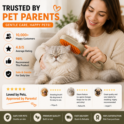 3-in-1 Steam Pet Grooming Brush for Dogs & Cats